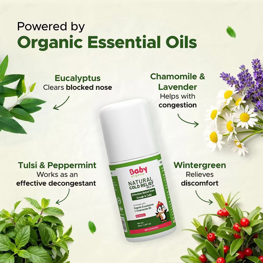 Baby Organo Gentle Ayurvedic Cold Relief Roll On for Kids – Pack of 2 - Cold Relief Roll On