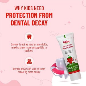 Baby Organo Herbal Kids Toothpaste (1 - 2 Years) Strawberry Flavor 50gm | Fluoride, SLS Free - Grooming