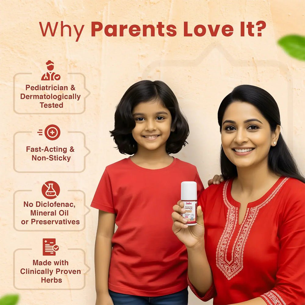 Baby Organo MessFree Pain Relief Roll - On for Growing Pains & Muscle Aches | 3+ Months - Baby Skincare