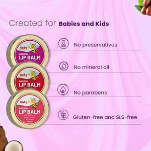 Baby Organo Natural Lip Balm | Ayurvedic Lip Balm for Kids & Babies Strawberry Flavor| 0 - 15 Years - Kids Skin Care