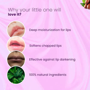 Baby Organo Natural Lip Balm | Ayurvedic Lip Balm for Kids & Babies Strawberry Flavor| 0 - 15 Years - Kids Skin Care