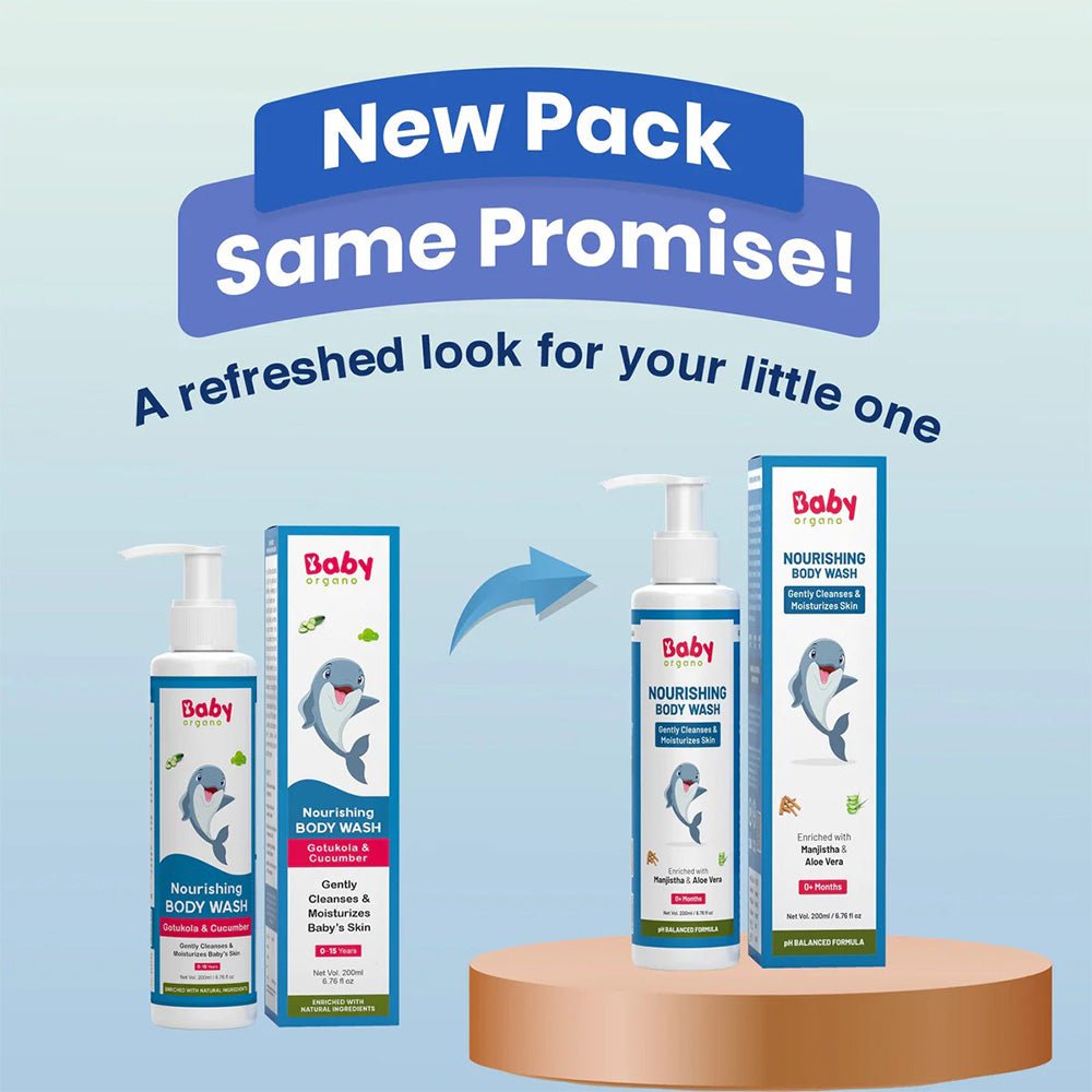 Baby Organo Nourishing Baby Body Wash | Cleanses and Moisturizes Skin, 200ml - Baby Shampoo & Body Wash