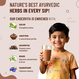 Baby Organo Nutriverse Chocovita 100% Ayurvedic Health Drink Daily Mix Powder for Kids 35g. (7gx5sachets) - Baby Food