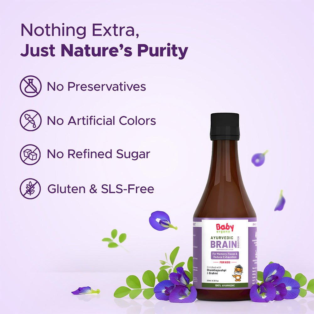 Baby Organo Shankhpushpi & Brahmi Brain Booster Syrup for Kids - Baby Food
