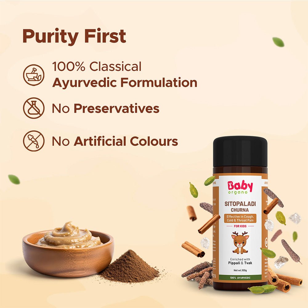 Baby Organo Sitopaladi Churna for Cough & Cold in Kids - Cold Relief Roll On