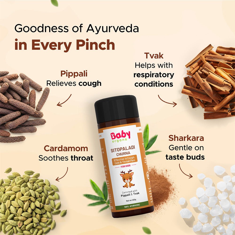 Baby Organo Sitopaladi Churna for Cough & Cold in Kids - Cold Relief Roll On