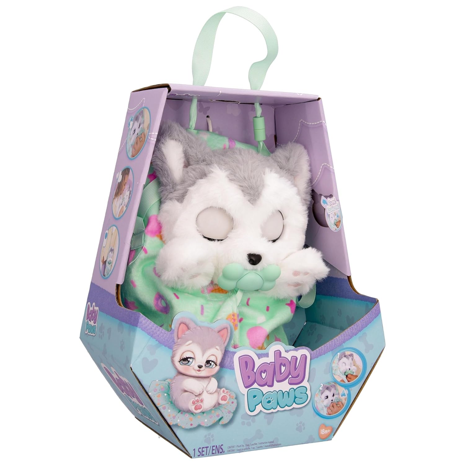 BABY PAWS Siberian Husky Puppy with Cute Swaddle Bag | Musical & Electronic Pet for Girls - 917644IMI