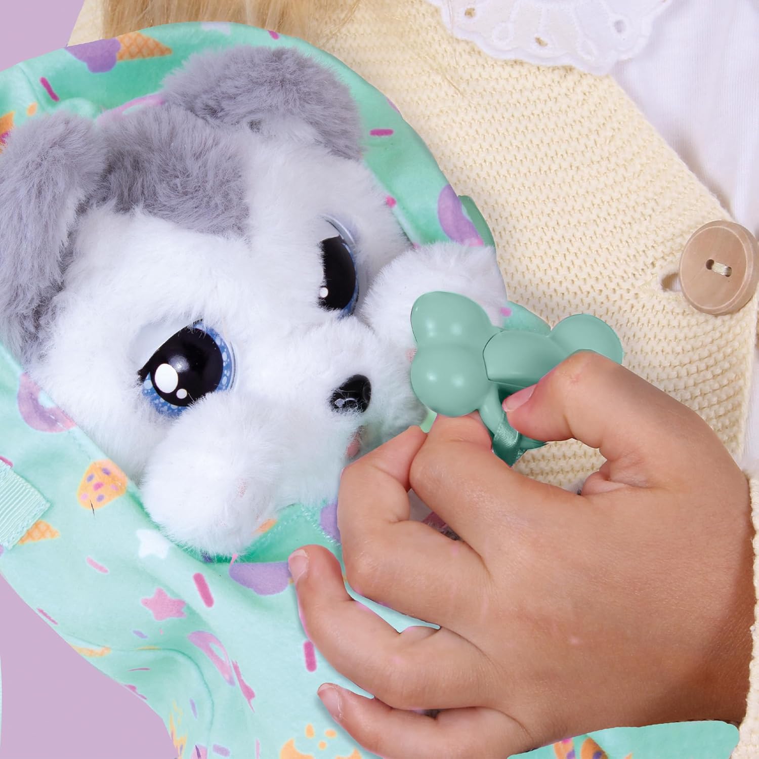 BABY PAWS Siberian Husky Puppy with Cute Swaddle Bag | Musical & Electronic Pet for Girls - Soft Toy