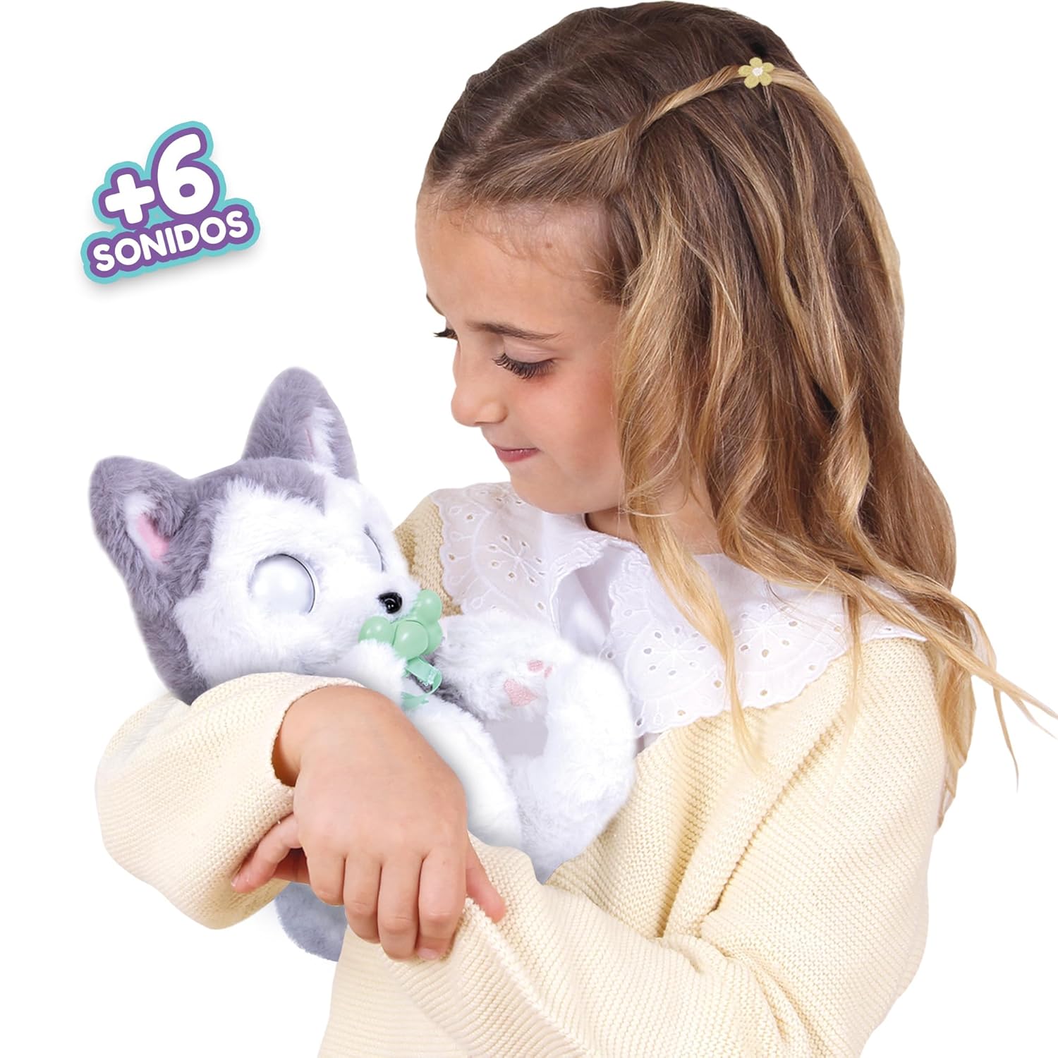 BABY PAWS Siberian Husky Puppy with Cute Swaddle Bag | Musical & Electronic Pet for Girls - Soft Toy