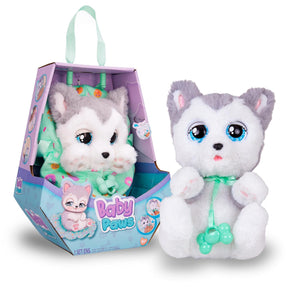 BABY PAWS Siberian Husky Puppy with Cute Swaddle Bag | Musical & Electronic Pet for Girls - Soft Toy