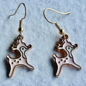 Baby Pink Doe the Deer Christmas Party Wear fashion accessories Earrings - 