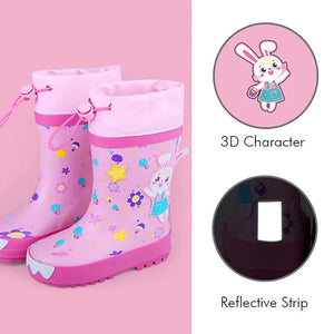 Baby Pink Rabbit Theme Flexible Rubber Rain Gumboots for Kids - Little Surprise BoxBaby Pink Rabbit Theme Flexible Rubber Rain Gumboots for Kids