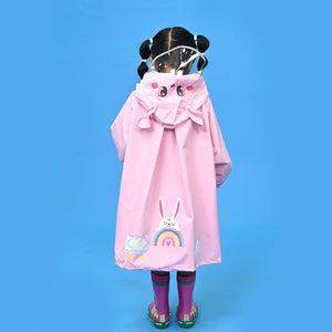 Baby Pink Rabbit Theme Raincoat for Kids - 3 - 4 Years Monsoon Wear