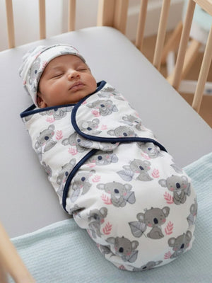 Baby Swaddle Blanket and Cap Set Baby Koala - 0 - 3 Months Baby Swaddle Blankets