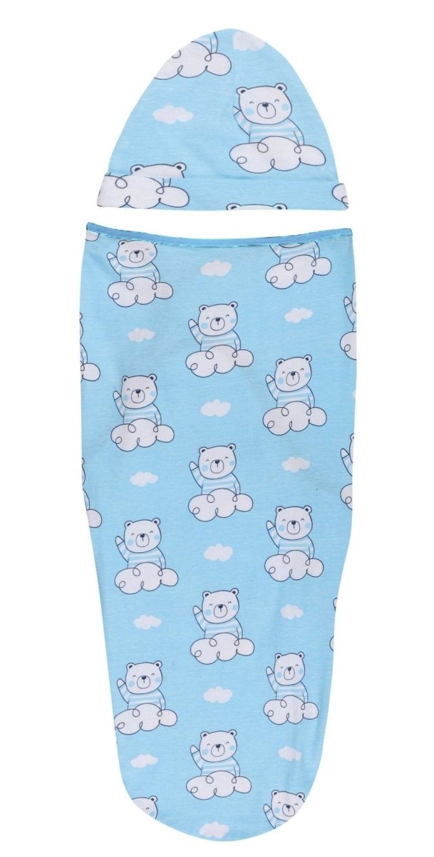 Baby Swaddle Blanket and Cap Set- Hello Bear - SWD-HLBR-0-3
