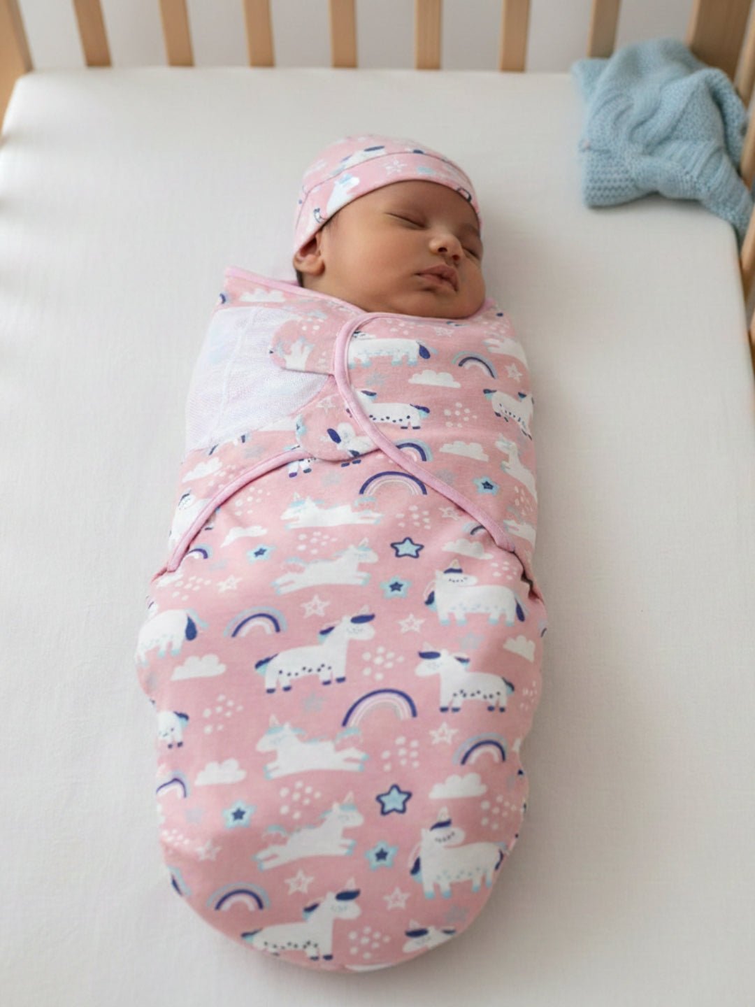 Baby Swaddle Blanket and Cap Set - Magical Unicorn - 0 - 3 Months Baby Swaddle Blankets