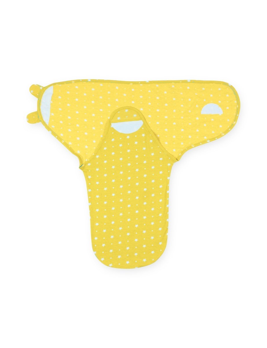 Baby Swaddle Blanket and Cap Set Yellow Star - SWD-YLSTR-0-3