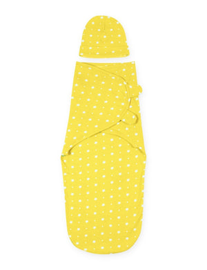 Baby Swaddle Blanket and Cap Set Yellow Star - SWD-YLSTR-0-3