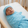 Baby Swaddle Blanket with Cap - Blue Star - Baby Swaddle Blankets