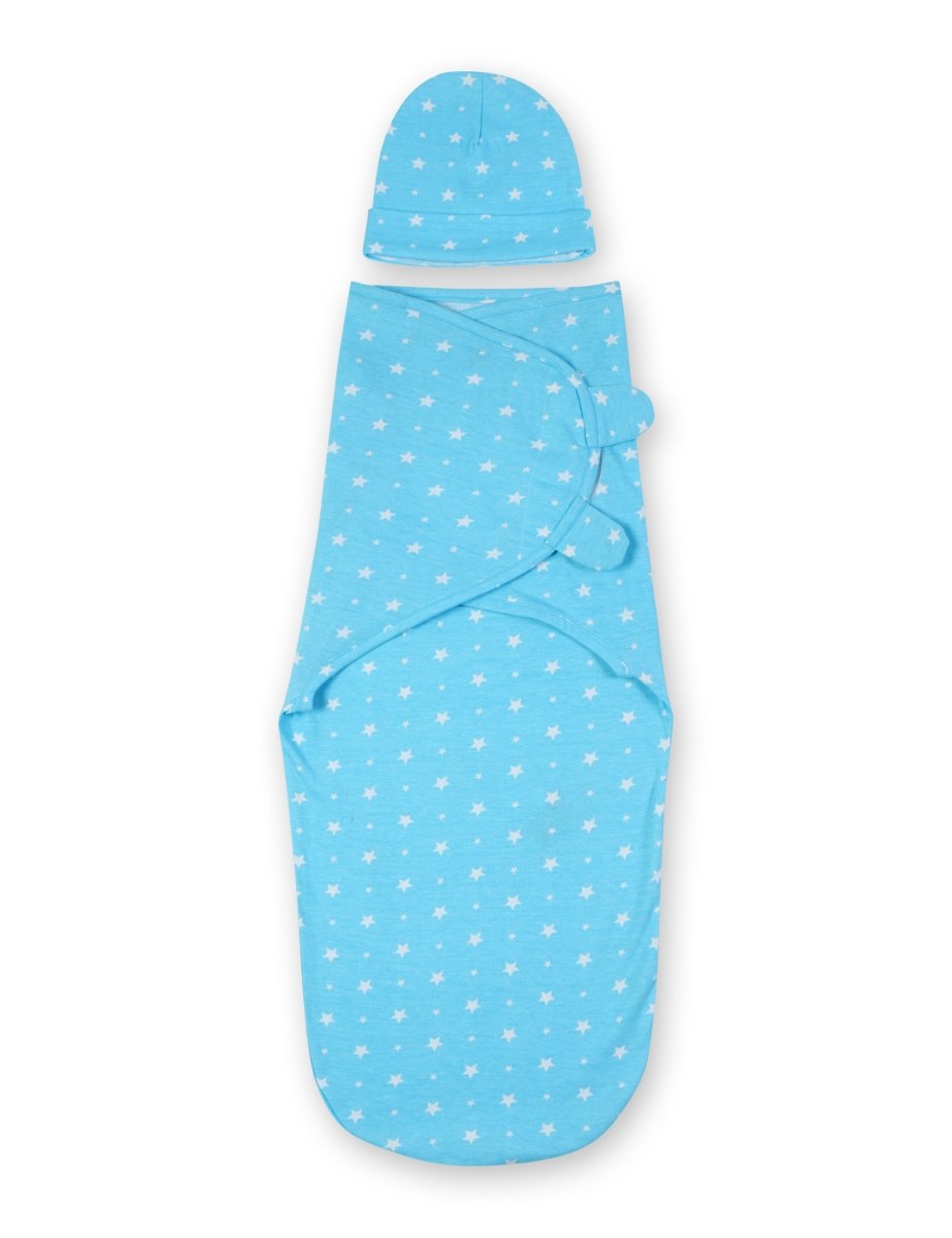 Baby Swaddle Blanket with Cap- Blue Star - SWD-BLUSR-0-3