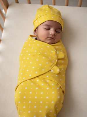 Baby Swaddle Combo - Blue, Pink & Yellow Star - 0 - 3 Months Baby Swaddle Blankets