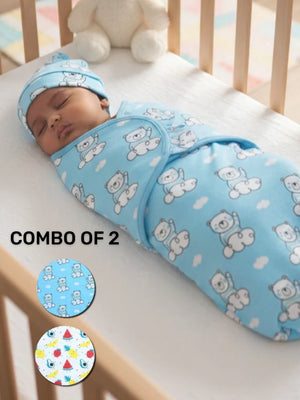Baby Swaddle Combo - Hello Bear & Fruity Cutie - 0 - 3 Months Baby Swaddle Blankets