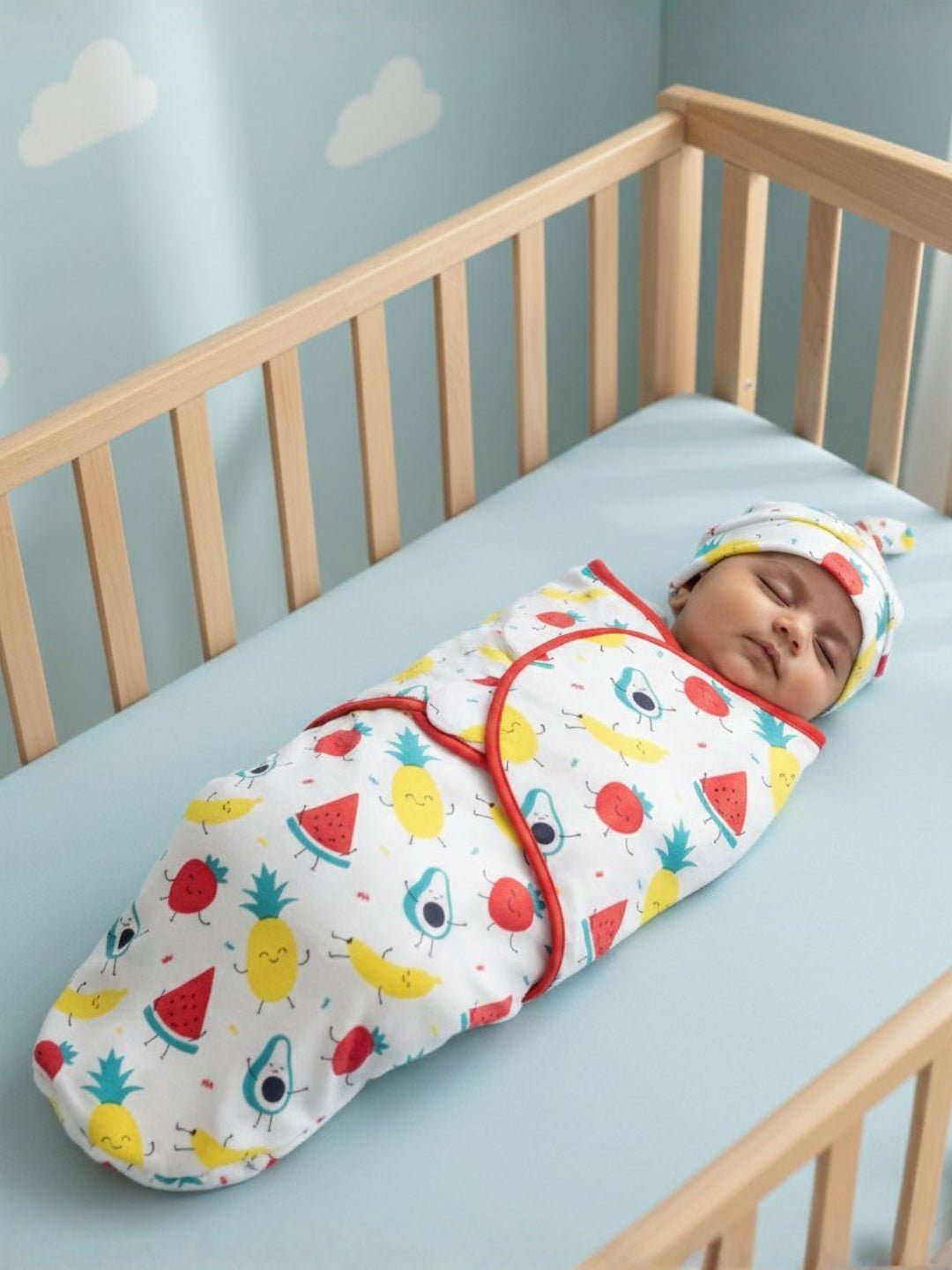 Baby Swaddle Combo - Hello Bear & Fruity Cutie - 0 - 3 Months Baby Swaddle Blankets