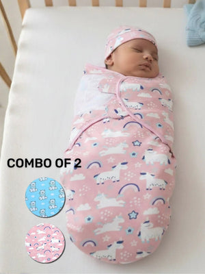 Baby Swaddle Combo - Hello Bear & Magical Unicorn - 0 - 3 Months Baby Swaddle Blankets