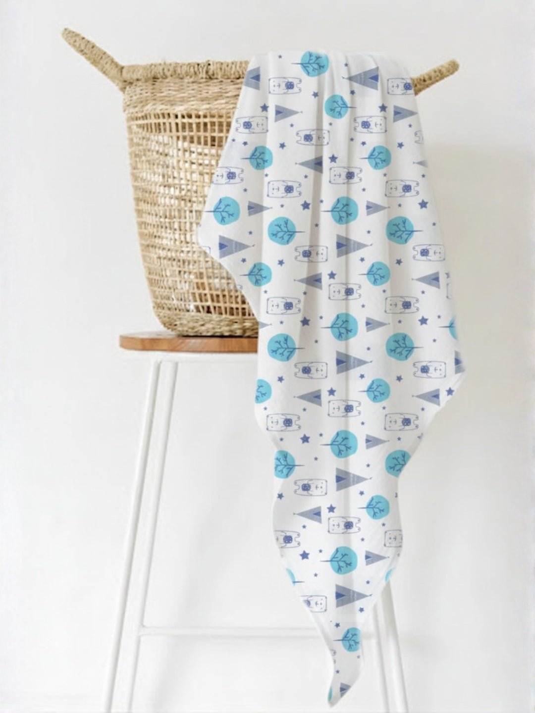 Baby Swaddle Wrap - Blue Forest - Muslin Swaddle Wrap