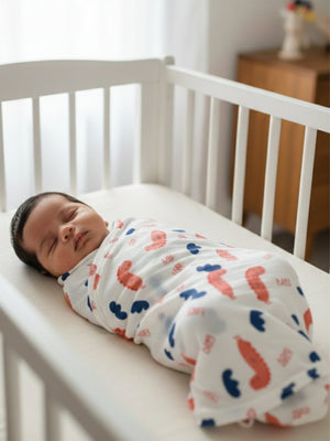 Baby Swaddle Wrap Combo - Baby Dino & Moon And Stars - Muslin Swaddle Wrap