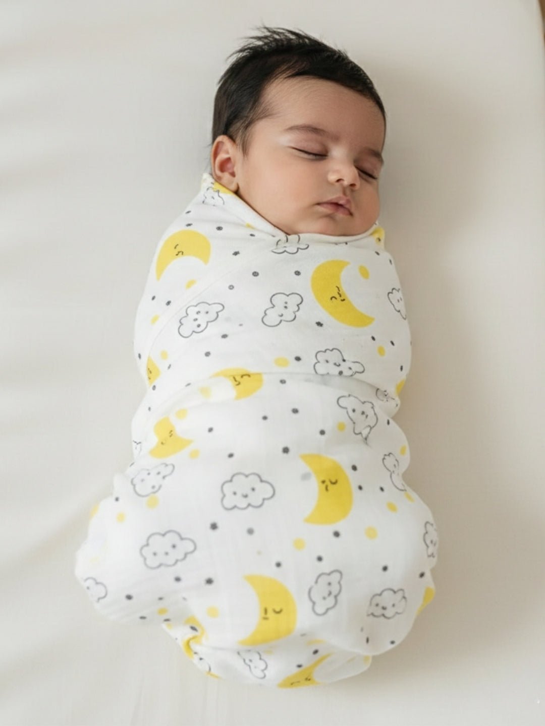 Baby Swaddle Wrap Combo - Baby Dino, Moon And Stars & Finding Nemoo - Muslin Swaddle Wrap
