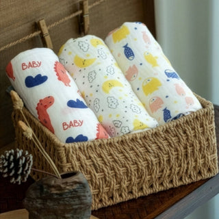 Baby Swaddle Wrap Combo - Baby Dino, Moon And Stars & Finding Nemoo - Muslin Swaddle Wrap