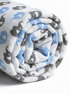 Baby Swaddle Wrap Combo - Blue Forest & Mumbo Jumbo - Muslin Swaddle Wrap