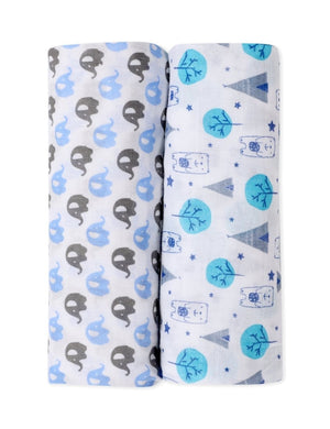 Baby Swaddle Wrap Combo- Blue Forest & Mumbo Jumbo - MSW-BFMJ