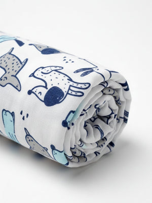 Baby Swaddle Wrap Combo - Cute Puppy, Dino Forest & Guess the Animal - Muslin Swaddle Wrap