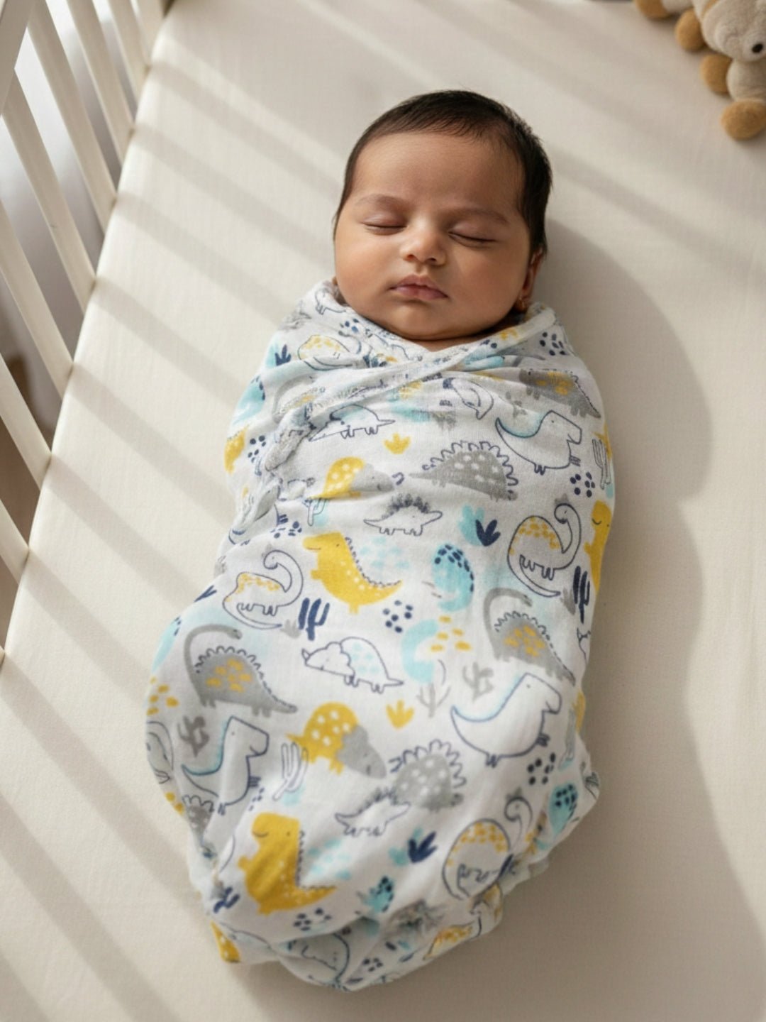 Baby Swaddle Wrap Combo - Dino Forest & Cute Puppy - Muslin Swaddle Wrap