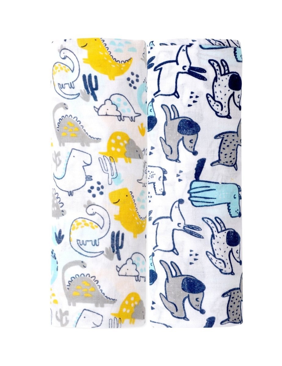 Baby Swaddle Wrap Combo- Dino Forest & Cute Puppy - MSW-DFCP