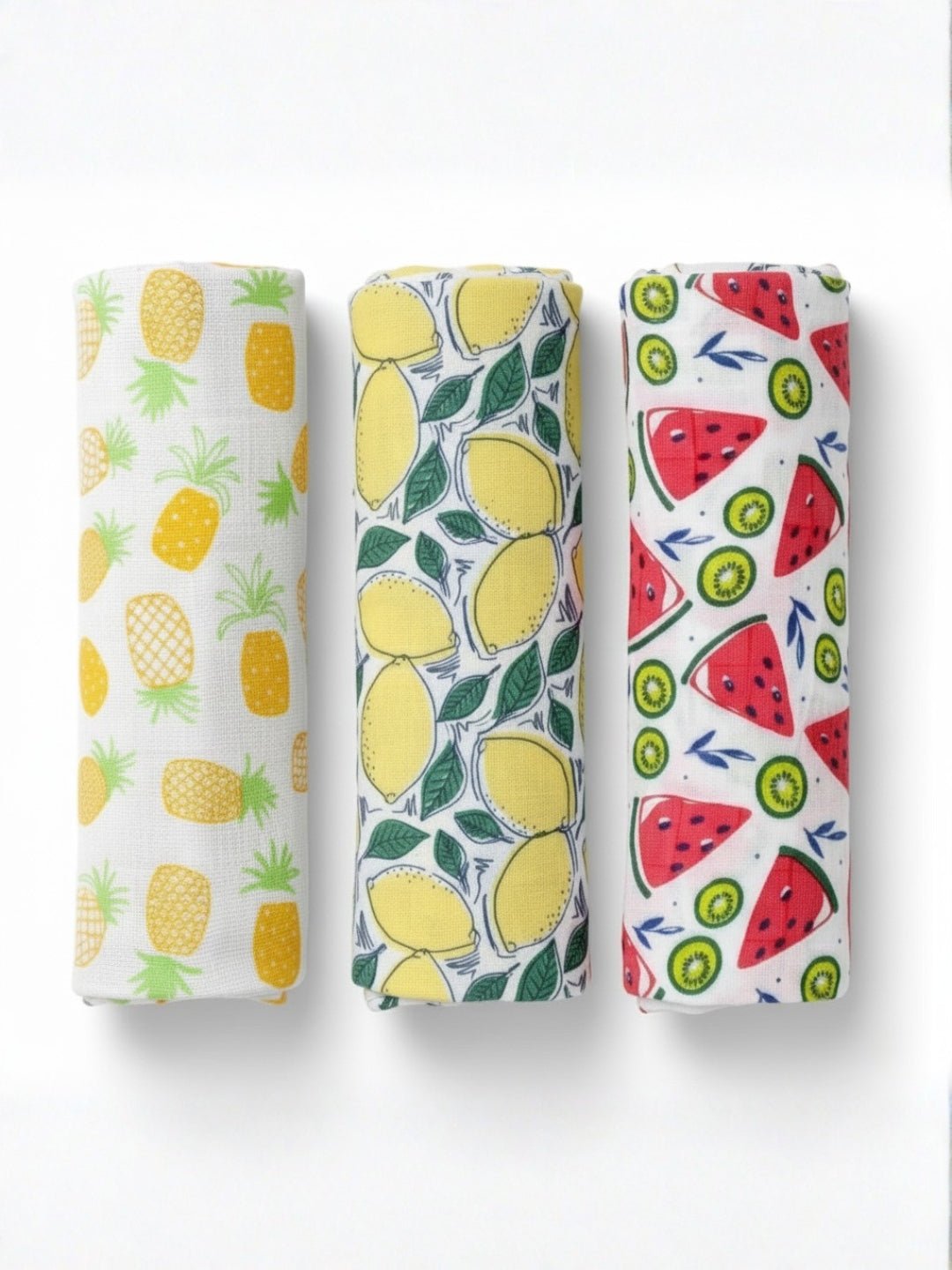 Baby Swaddle Wrap Combo - Fruity Watermelon, Fruity Pineapple & Fruity Lime - Muslin Swaddle Wrap
