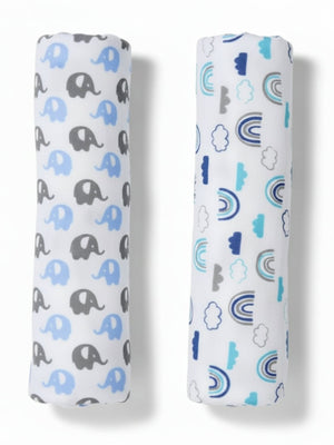Baby Swaddle Wrap Combo - Happy Rainbow & Mumbo Jumbo - Muslin Swaddle Wrap