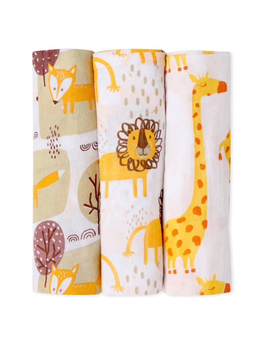 Baby Swaddle Wrap Combo- Little Fox, Jungle King & Tall As A Giraffe - MSW-LFJKTG