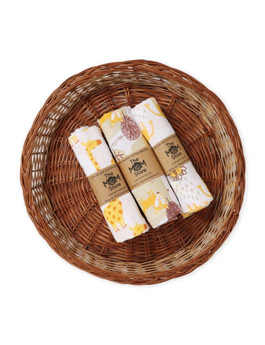 Baby Swaddle Wrap Combo- Little Fox, Jungle King & Tall As A Giraffe - MSW-LFJKTG