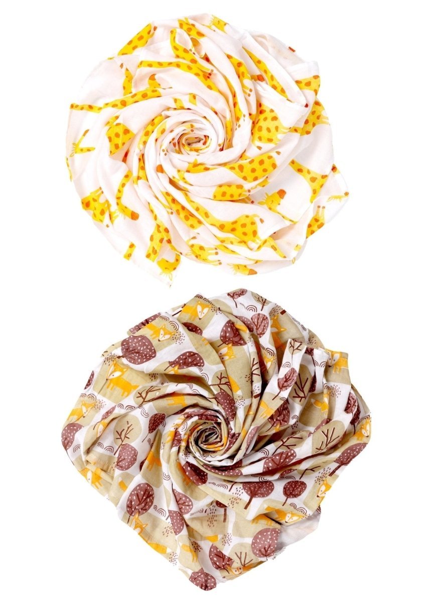 Baby Swaddle Wrap Combo- Little Fox & Tall as a Giraffe - MSW-LFTG