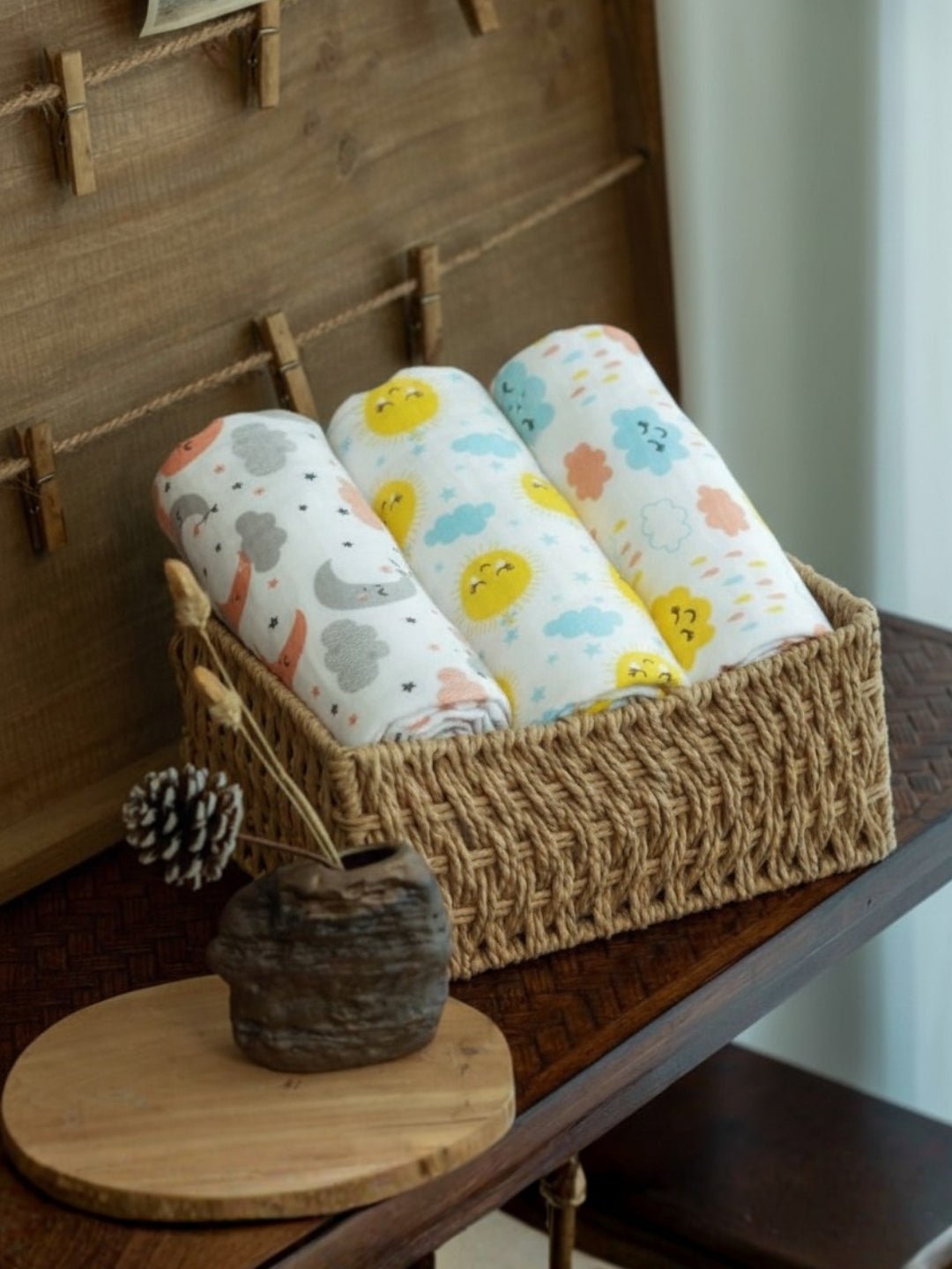 Baby Swaddle Wrap Combo - Little Sunshine, Moon Kid & Dream On - Muslin Swaddle Set of 3 Muslin Swaddle Wrap