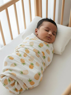 Baby Swaddle Wrap - Fruity Pineapple - Muslin Swaddle Wrap