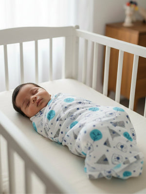 Baby Swaddle Wrap - Happy Rainbow, Mumbo Jumbo & Blue Forest - Muslin Swaddle Wrap