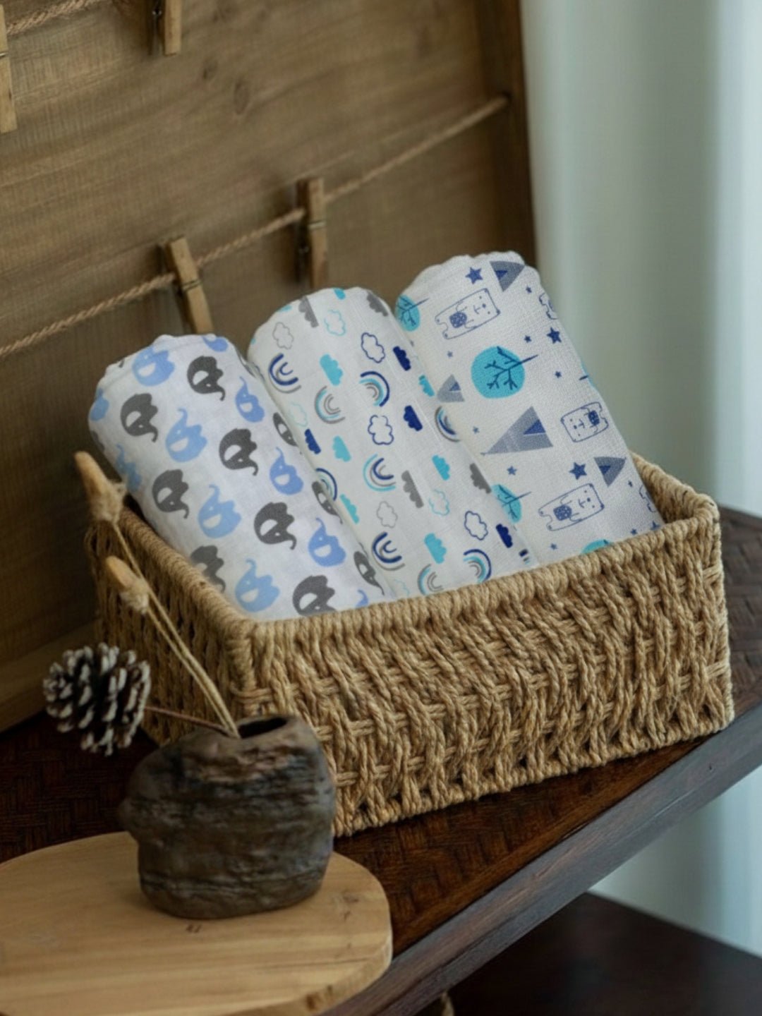 Baby Swaddle Wrap - Happy Rainbow, Mumbo Jumbo & Blue Forest - Muslin Swaddle Wrap