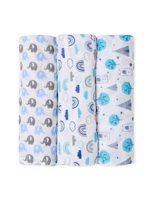 Baby Swaddle Wrap- Happy Rainbow, Mumbo Jumbo & Blue Forest - MSW-HRMJBF