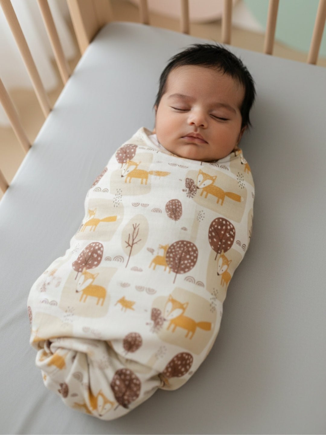 Baby Swaddle Wrap - Little Fox - Muslin Swaddle Wrap