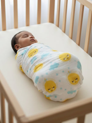 Baby Swaddle Wrap - Little Sunshine - Muslin Swaddle Wrap - Little Sunshine Muslin Swaddle Wrap