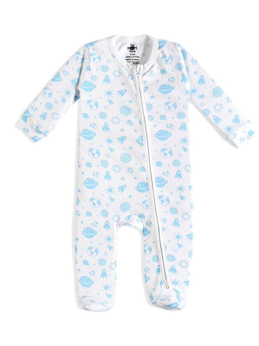 Baby Zipper Romper Combo Of 2: Happy Cloud-Out Of World - ROM2-ZP-HCW-0-3